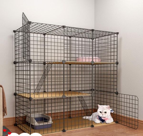 

cat carriers,crates & houses solid structure cage large space home villa baby nest reinforcement stable buckle pet can put litter basin easy
