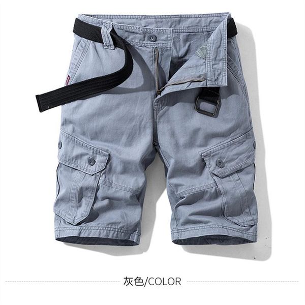 

men's shorts summer tooling cotton casual pants multi pocket military, White;black