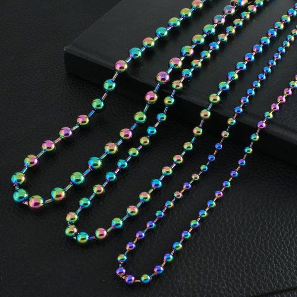 

wholesale stainless steel jewelry fashion colorful 6mm 8mm 10mm bead chain necklace design vintage for women ngezagba chains, Silver