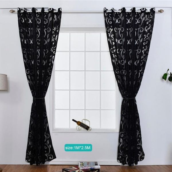 

curtain & drapes black white window living room jacquard fabrics luxury semi-blackout curtains panel voile for decoration
