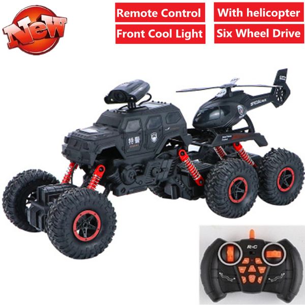 

new oversized classic 6wd six wheels drive remote control off-road vehicle car with helicopter rc truck suv buggy off load car