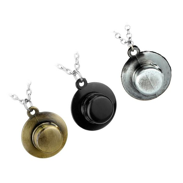 

pendant necklaces 2021 anime one piece hat necklace ace metal alloy jewelry gift 3 color vintage chockers collier for fans, Silver