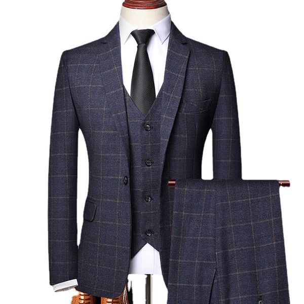 

men's suits & blazers (jacket+vest+pants) classic men slim wedding groom wear male business casual 3 piece suit trousers gentlemen cost, White;black