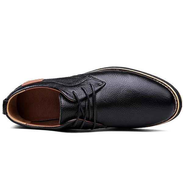 

brand men's casual shoes genuine leather men business men's oxford roman dress moccasins fashion with box, Black