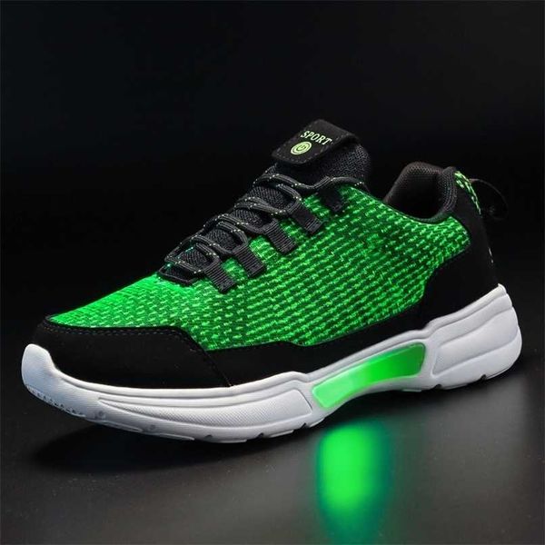 

unclejerry led shoes fiber optic shoes for girls boys men women usb charging light up shoe for glowing running sneaker 211025, Black