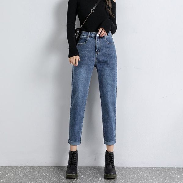 

women's jeans spring and autumn elasticity harem boyfriends denim pants nine points vintage high waist women woman, Blue