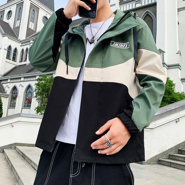 

men's jackets 2021 jacket spring autumn korean fashion trend slim youth leisure hooded top, Black;brown