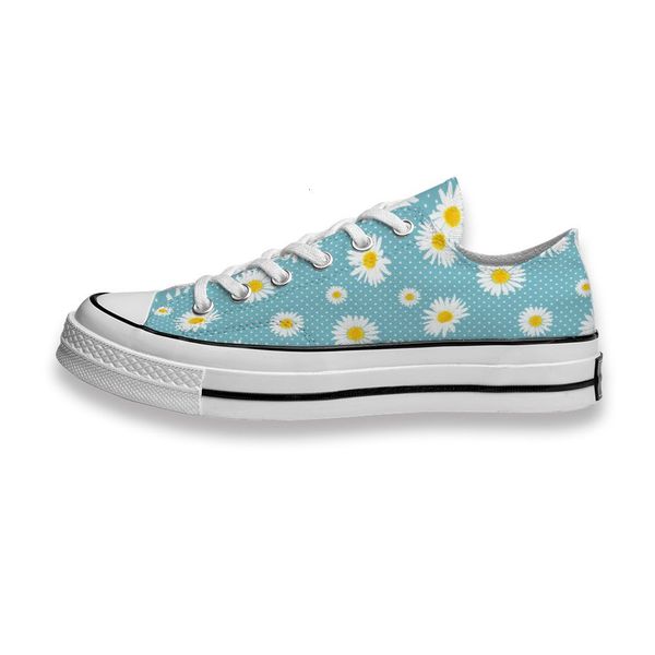 

custom printed shoes cute daisy with white dot background sneakers low mens womens skateboard sport footwear diy trainers canvas