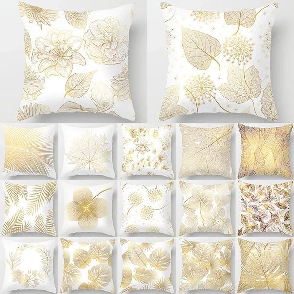 

cushion/decorative pillow decorative cushion golden leaf cover polyester throw sofa chair pillowcase home decoration