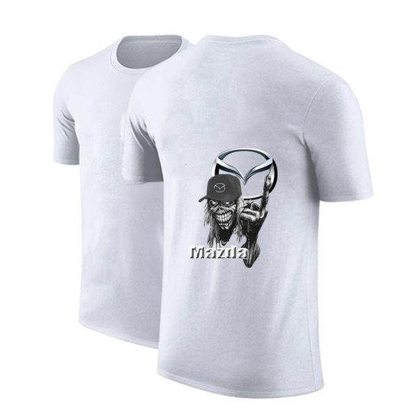 

men's t-shirts 2021 summer solid color printed t-shirt mazda logo fashion novel trend casual all-match, White;black