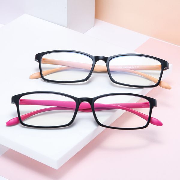 

s811 men's and women's glasses new square tr90 flat lens non metric anti blue glasses, White;black