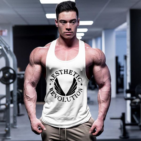 

men's t-shirts ss men fitness big wings letter printing i word training vest sportswear size gdl5, White;black