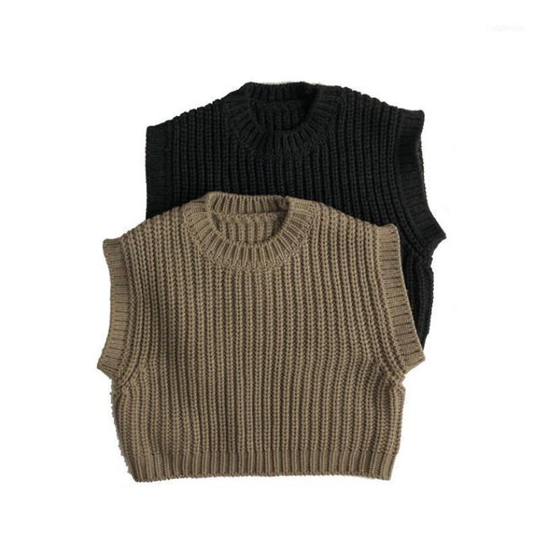 

baby sweater brown vest boys and girls fall solid color sleeveless baby1, Blue
