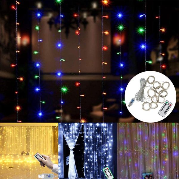 

strings 3m led curtain lights usb window waterfall fairy light for home room bedroom christmas party year decoration
