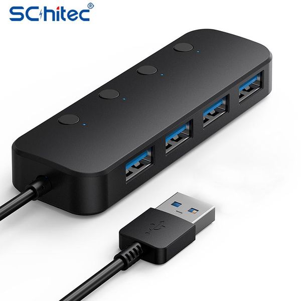

hubs schitec usb 3.0 hub ultra-thin 4-port high speed indicator light for multi-device computer lapdeskpc adapter