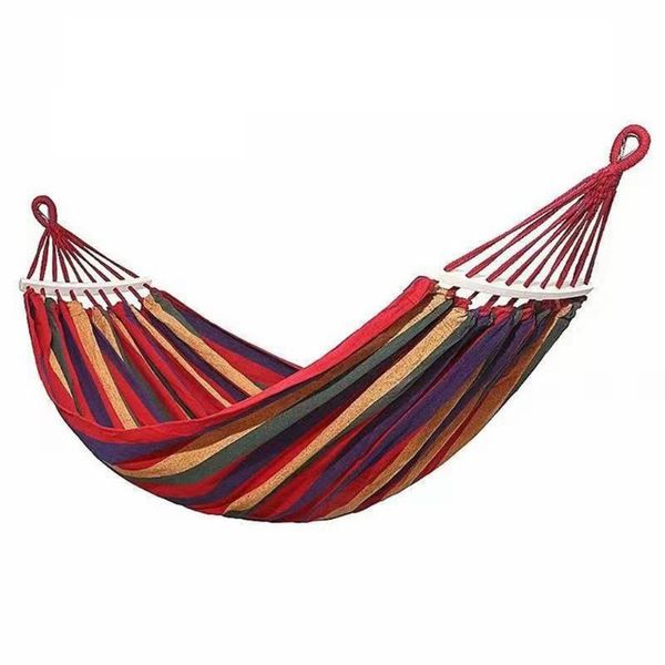 

camp furniture double outdoor hammock camping travel sleeping bed swing canvas stripe hanging fold portable garden home