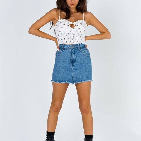 

summer women's camisole casual flower print button decoration 210430, White