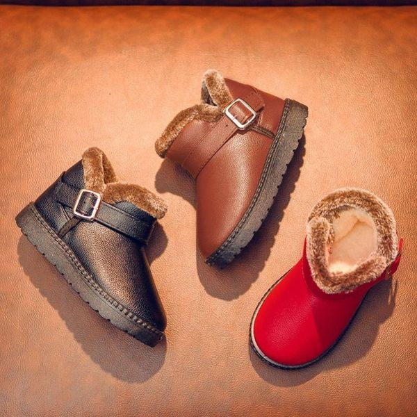 

children' snow boots boys and girls children' shoes baby short boots winter plush antiskid warm shoes big, Black;grey