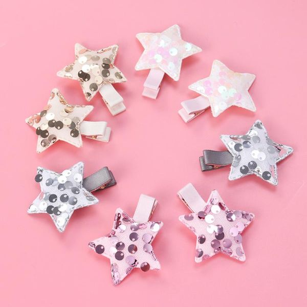 

8pcs star hair clips bling colorful sequins hairpin barrette for kids toddlers girls