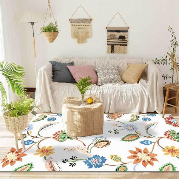 

carpets american country style area rugs pastoral fresh flowers print soft plush home decor carpet living room table anti slip floor mat