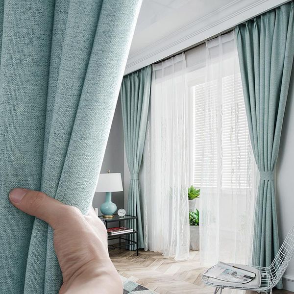 

curtain & drapes 2021 modern blackout curtains pure color cotton and linen for living room bedroom