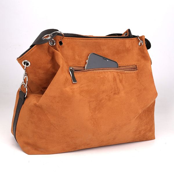 

female fashion suede hand large capacity casual tote solid color crossbody shoulder bags
