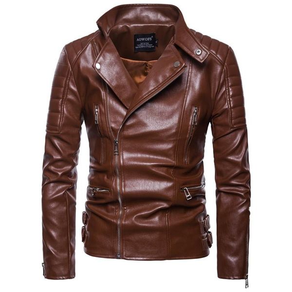 

men's jackets kimsere hi street motorcycle jacktes for man fashion streetwear leather biker jacket outerwear turn down collar plus size, Black;brown