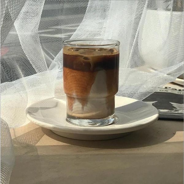 

cutelife korean style ins coffee cup glass cold water milkshake ice american latte soda drinking s wine glasses
