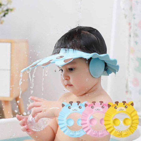 

shower caps kids cover ears bath hat adjustable baby cap safe shampoo shower, hair wash shield for children infant soft