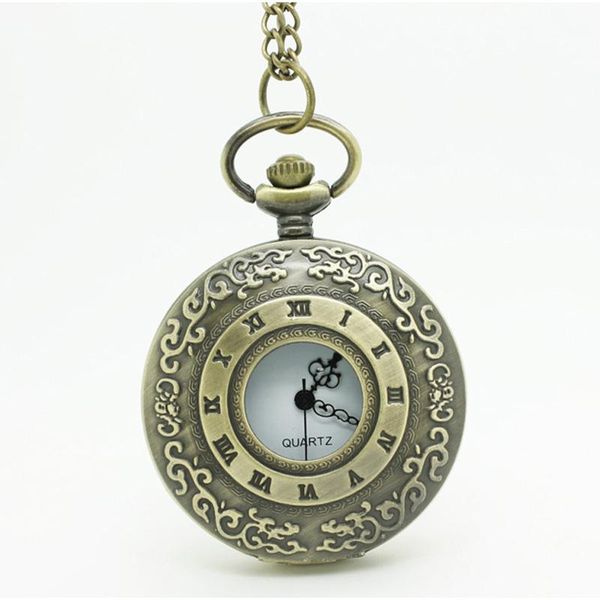 

pocket watches 10pcs in steampunk roman number quartz watch retro necklace party gift, Slivery;golden