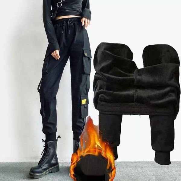 

winter 2021 plus size women pants thick sweatpants warm loose harem trousers black female fleece casual clothes streetwear men's