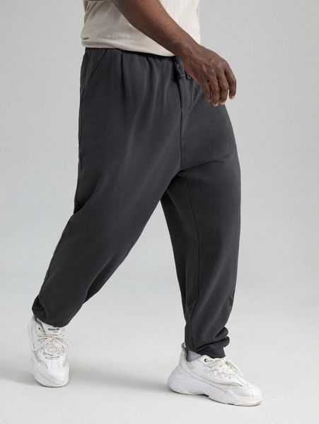 

extended sizes men drawstring waist sweatpants j9at#, Black