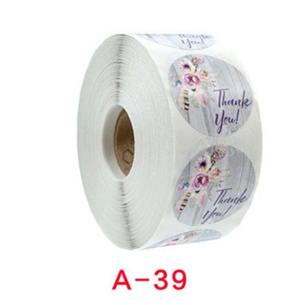 

wall stickers roll flower thank you sticker label copper plate self-adhesive material round wedding decoration 4 inch