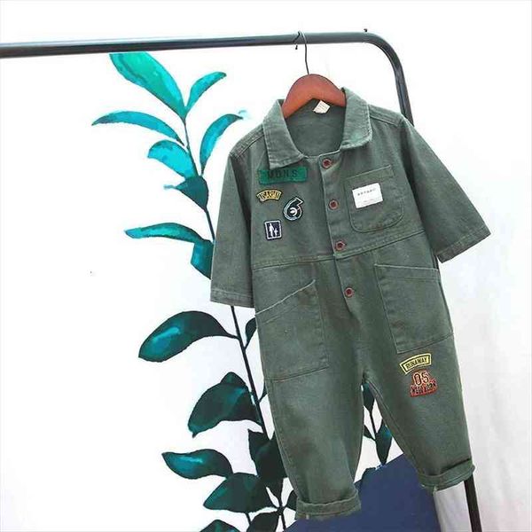 

toddler kids boys overalls korean fashion long sleeve single breasted rompers jumpsuit children clothings boys overalls, Blue