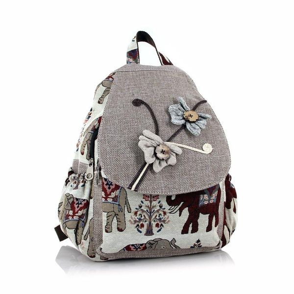 

school bags cotton linen floral handmade children bag kids travel backpack satchel book pouch mochila infantil escolar for girls