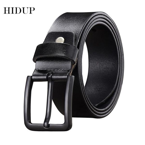 

men's retro style design pin buckles metal belt real cow genuine leather belts men 3.8cm width clothes accessories nwj683, Black;brown