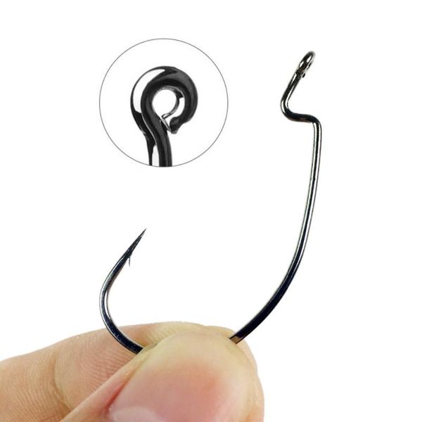 

crank barbed hook lure tackle goods carbon steel offset fishhook big bass for soft worm wide fishing hooks