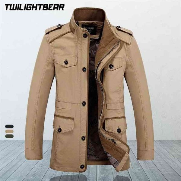 

brand men's casual jacket male trench coat oversized 6xl autumn washed cotton classic long jackets men outerwear bf5806 210818, Black;brown