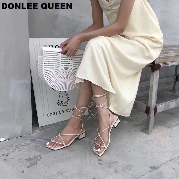 

fashion women sandals low heel lace up sandal back strap summer shoes gladiator casual sandal n band zapatos mujer shoe 220602, Black