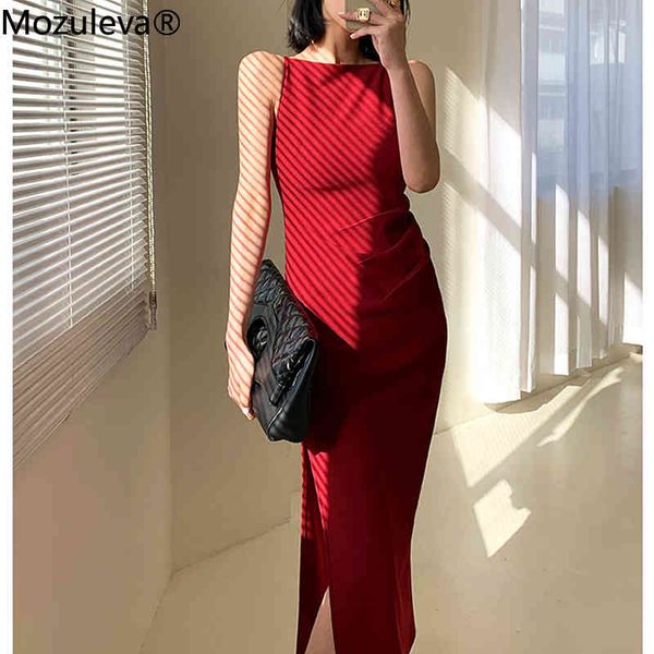 

summer a-line sleeveless red dress women elegant ruffles off shoulder long dresses female a-line vestidos 210427, Black;gray