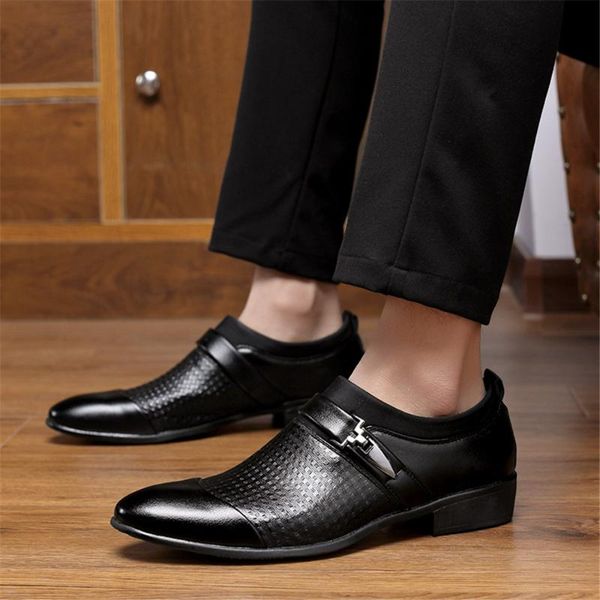 

dress shoes men formal pointed toe patent leather oxford for business, Black