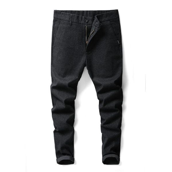 

men's pants 2021 winter long cotton fashion causal, Black