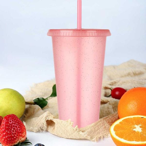 

mugs creative straw cup flash powder sequined reusable water coffee juice mug personalized plastic bottom outdoor portable