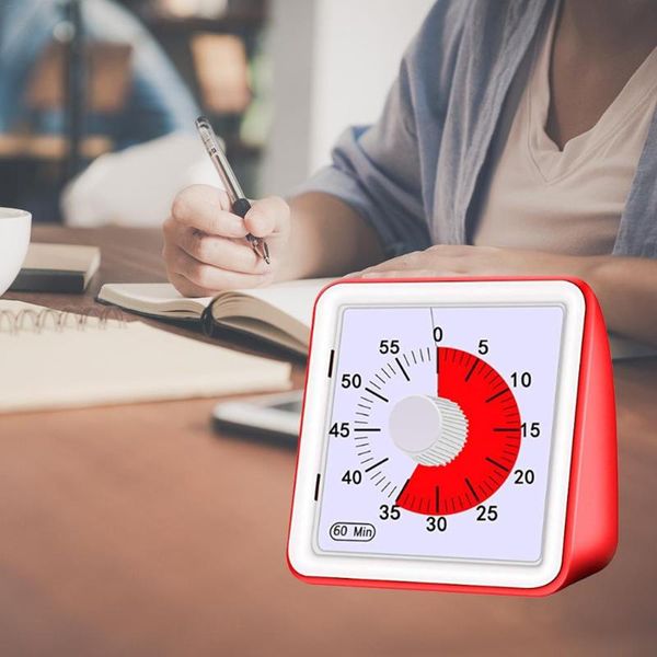 

desk & table clocks 60 minute visual timer - silent time management tool for classroom or meeting countdown clock kid and adults (red)