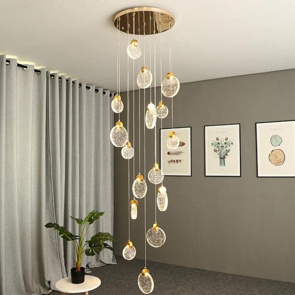

pendant lamps stairwell large bubble crystal chandelier long stair lighting lamp villa el spiral staircase led strip luminaire
