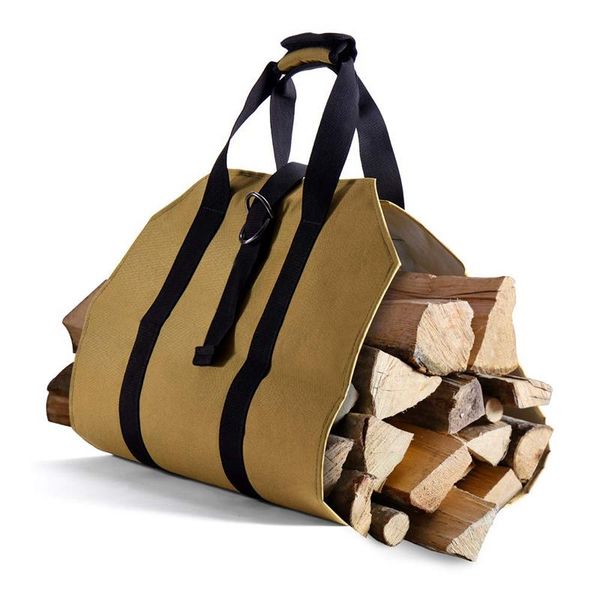 

cords, slings and webbing large canvas log tote bag carrier indoor fireplace firewood totes holders fire wood carriers carrying for outdoor