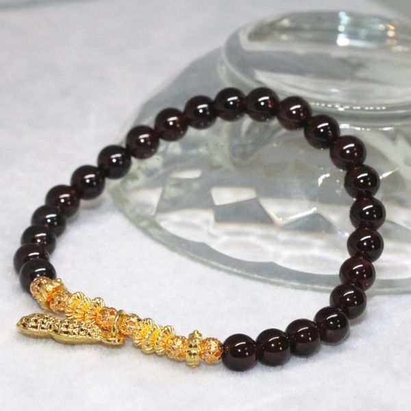 

beaded, strands 4 style natural garnet 6mm round beads bracelets bangle for women mother gifts charms fashion jewelry making 7.5inch b2098, Black