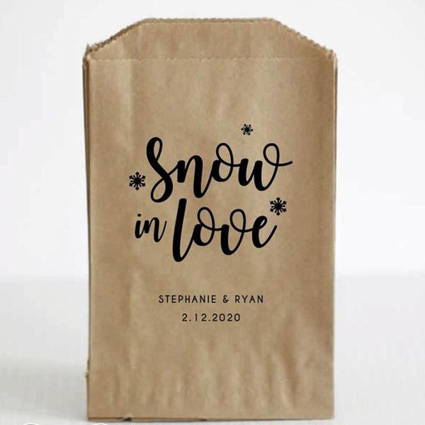 

gift wrap custom winter wedding favors, favor bags, cocoa chocolate bar