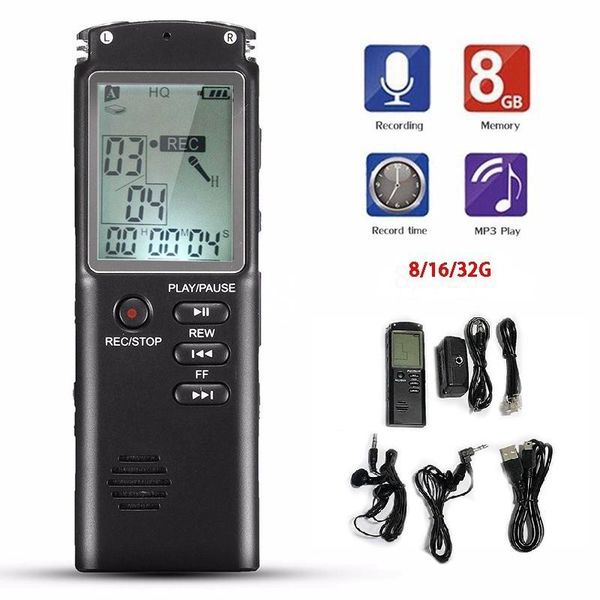 

digital voice recorder lcd screen game recording pen drive 60 hours built-in rechargeable embedded flash memory 8gb storage