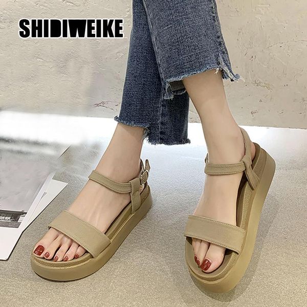

fashion women sandals summer open toe shoes ankle buckle ladies comfortable casual platform female vc123, Black